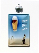 Flaschenöffner für Wand-Montage / Bier-Öffner mit Magnet - Falle / Magnet-Fang + Blechschild 