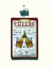 Flaschenöffner für Wand-Montage / Bier-Öffner mit Magnet - Falle / Magnet-Fang + Blechschild "Cheers"